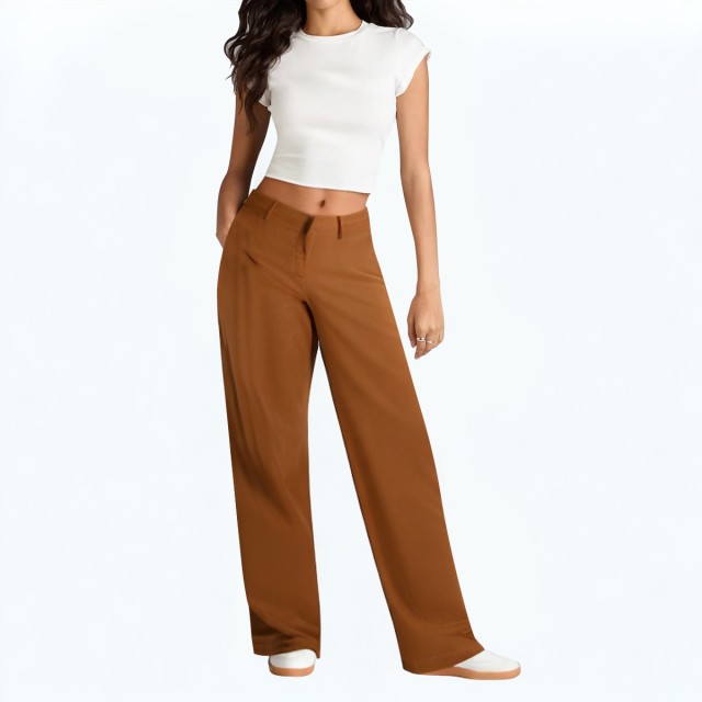 Zipper High Waist Straight Trousers Drape