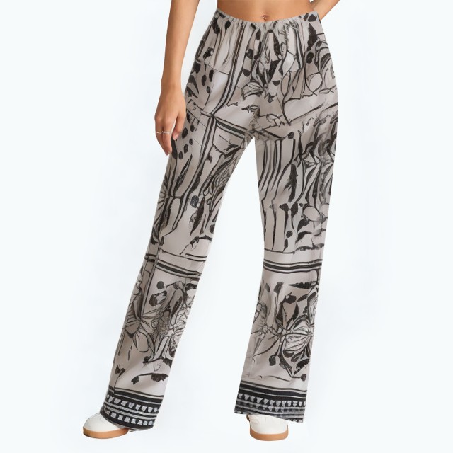 Casual High Waisted Drawstring Wide Leg Pants