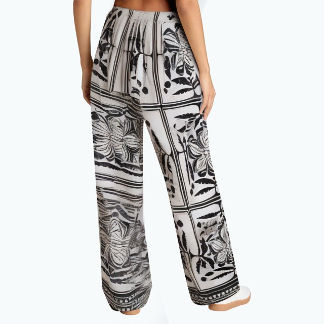Casual High Waisted Drawstring Wide Leg Pants