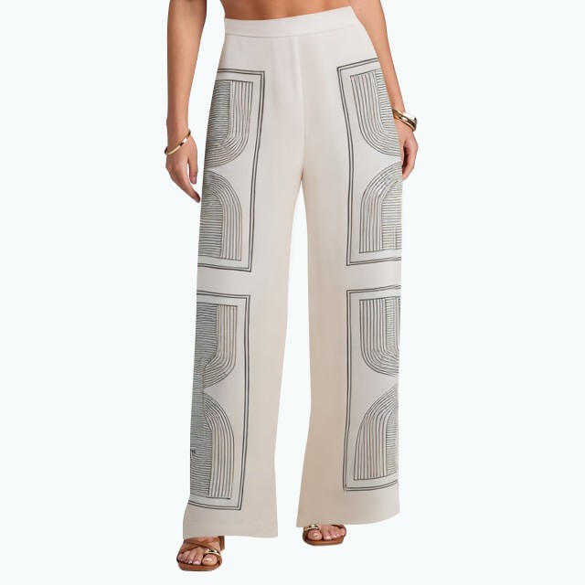 Printed Zipper Casual Wide Leg Pants