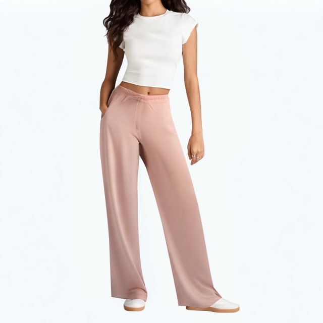 Drawstring Elastic Waist Loose Trousers