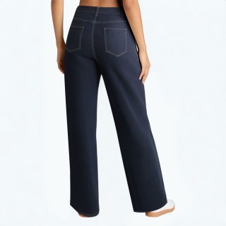 Zipper Denim High Waist Wide Leg Pants