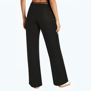 Zipper Waist Wide Leg Casual Pants