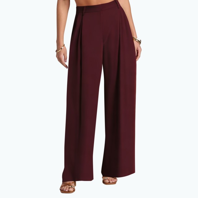 Slim Double Pleated Casual Wide Leg Pants