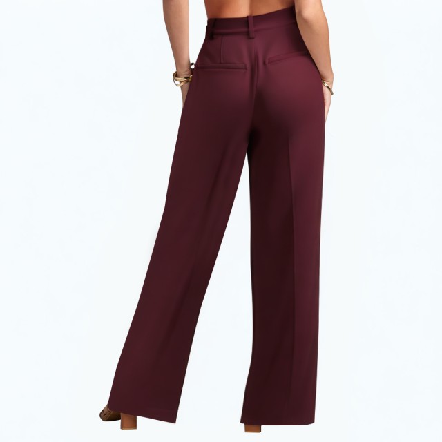 Slim Double Pleated Casual Wide Leg Pants