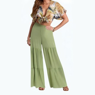 Loose High Waisted Draped Flared Pants