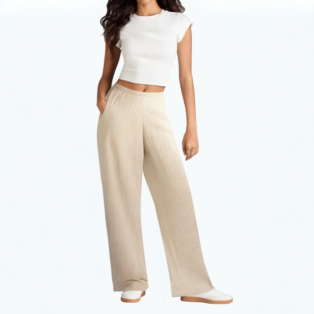Knitted Texture Solid Color Pants