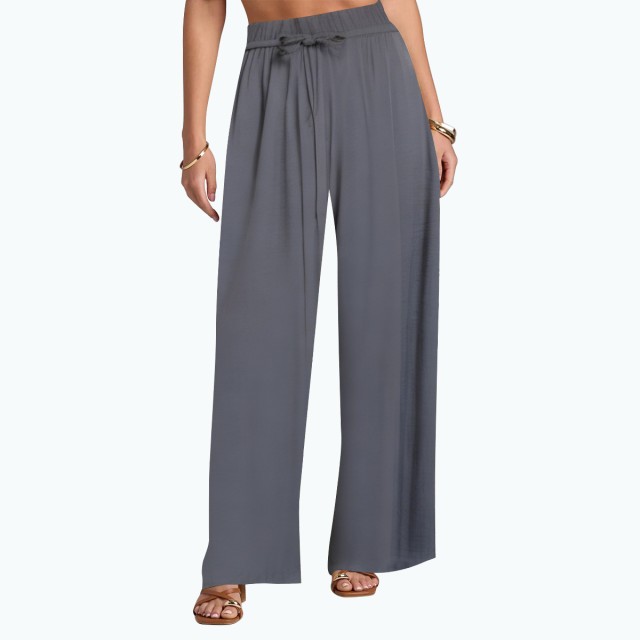 Bow Decorated High Waist Drape Pants