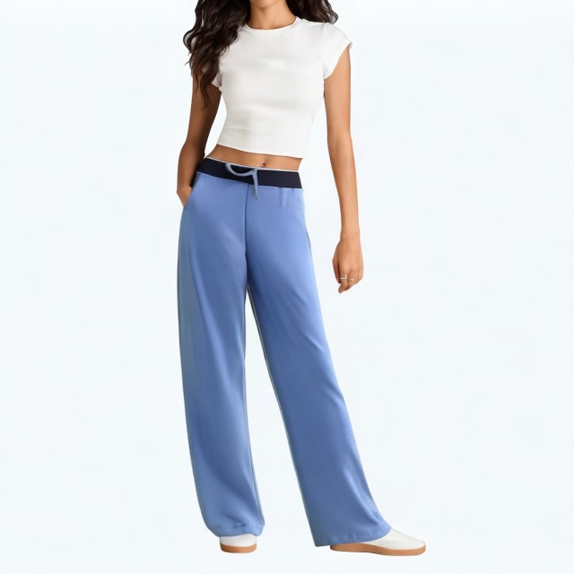 Elegant Lace Up High Waist Casual Pants
