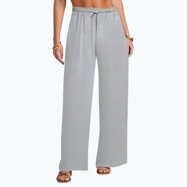 Loose Vertical Drawstring Mid Waist Trousers