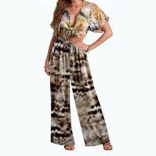 Tie Dyed Drawstring High Waist Casual Pants